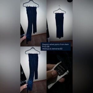 SHEIN Navy Velvet Trousers